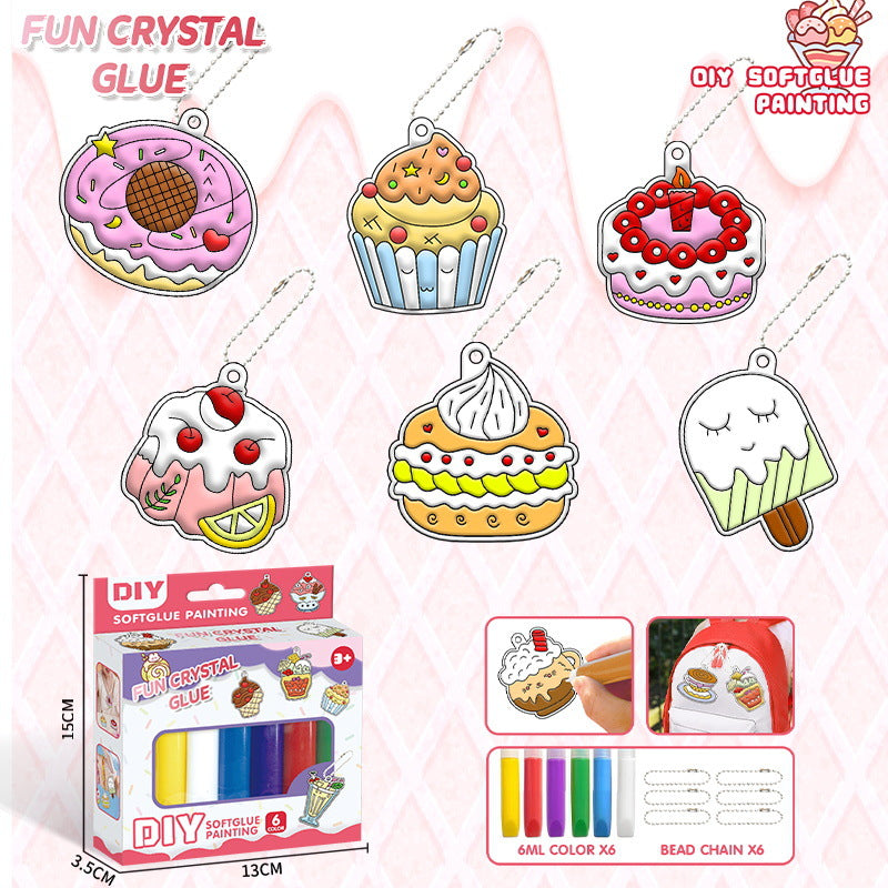 Children's crystal gel diy graffiti keychain
